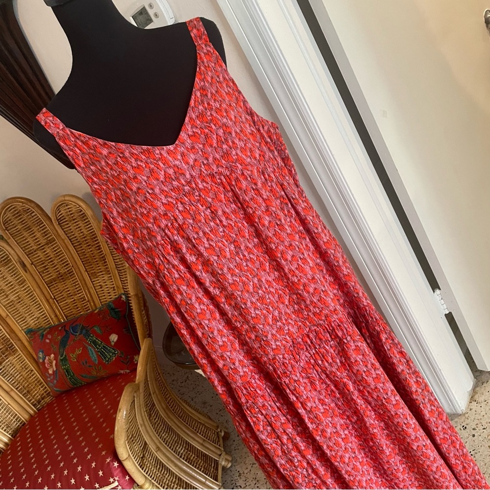 JOIE Red Print Sleeveless Maxi DRESS! Fully lined! Good condition! Lg - Picture 8 of 11